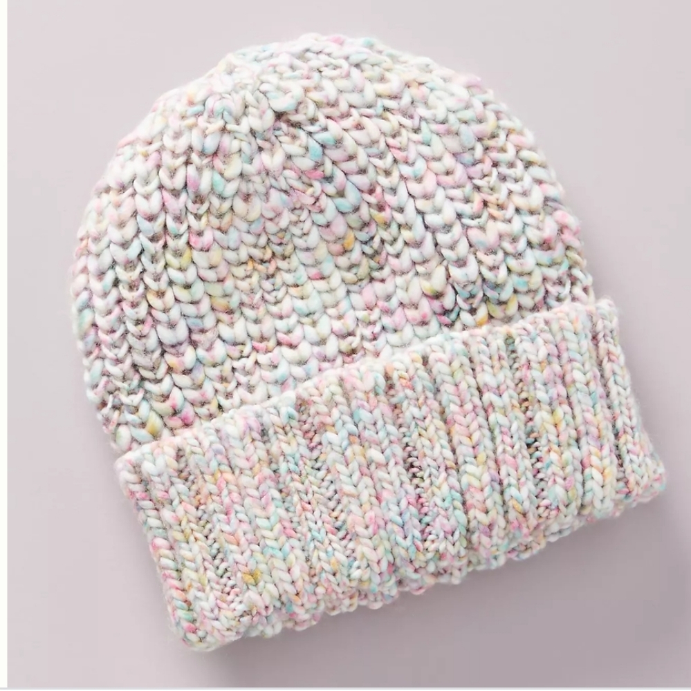 Anthropologie Pastel Multicolor Knit Beanie